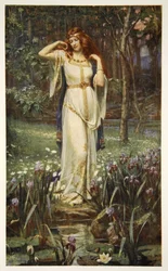 Freyja a náhrdelník, ilustrace z knihy "Teutonic Myths and Legends" od Donalda A. Makenzieho, 1890